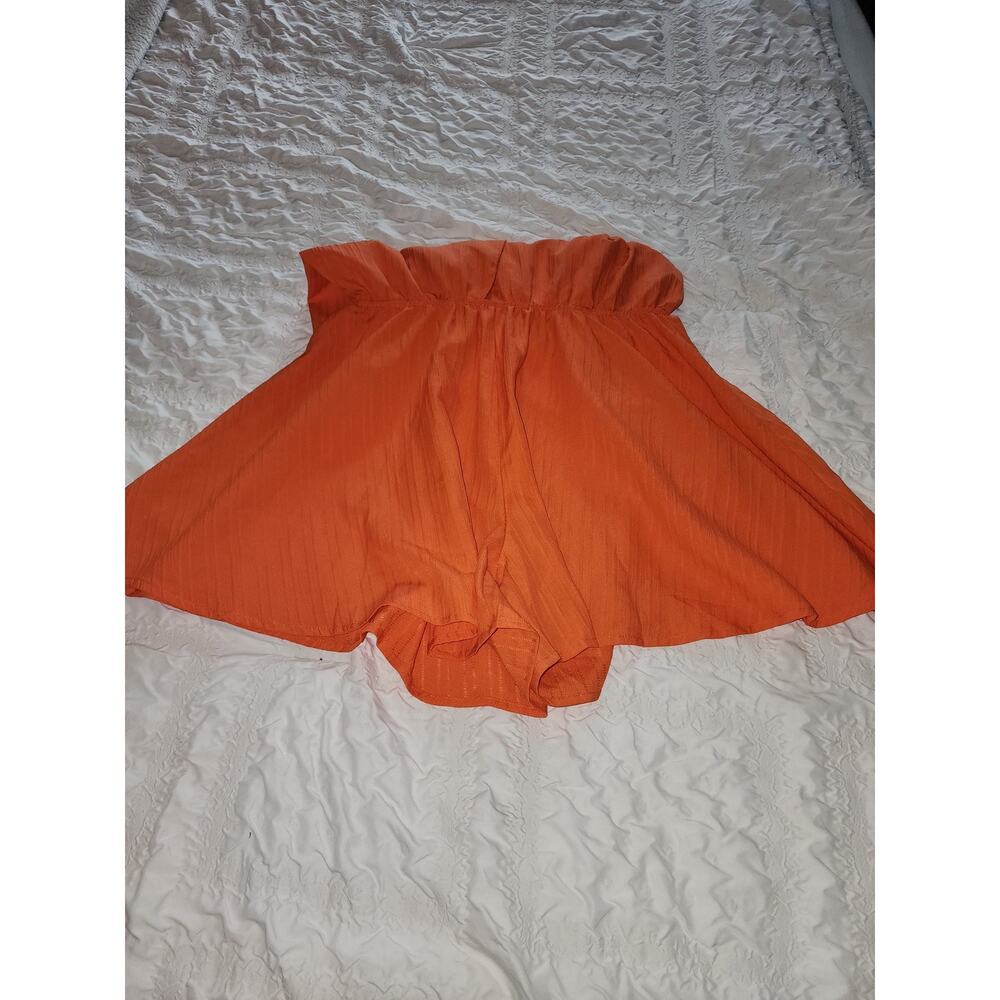 Orange Versatile Halter Tie Pleated Jumper Shorts SZ XL - Picture 6 of 11